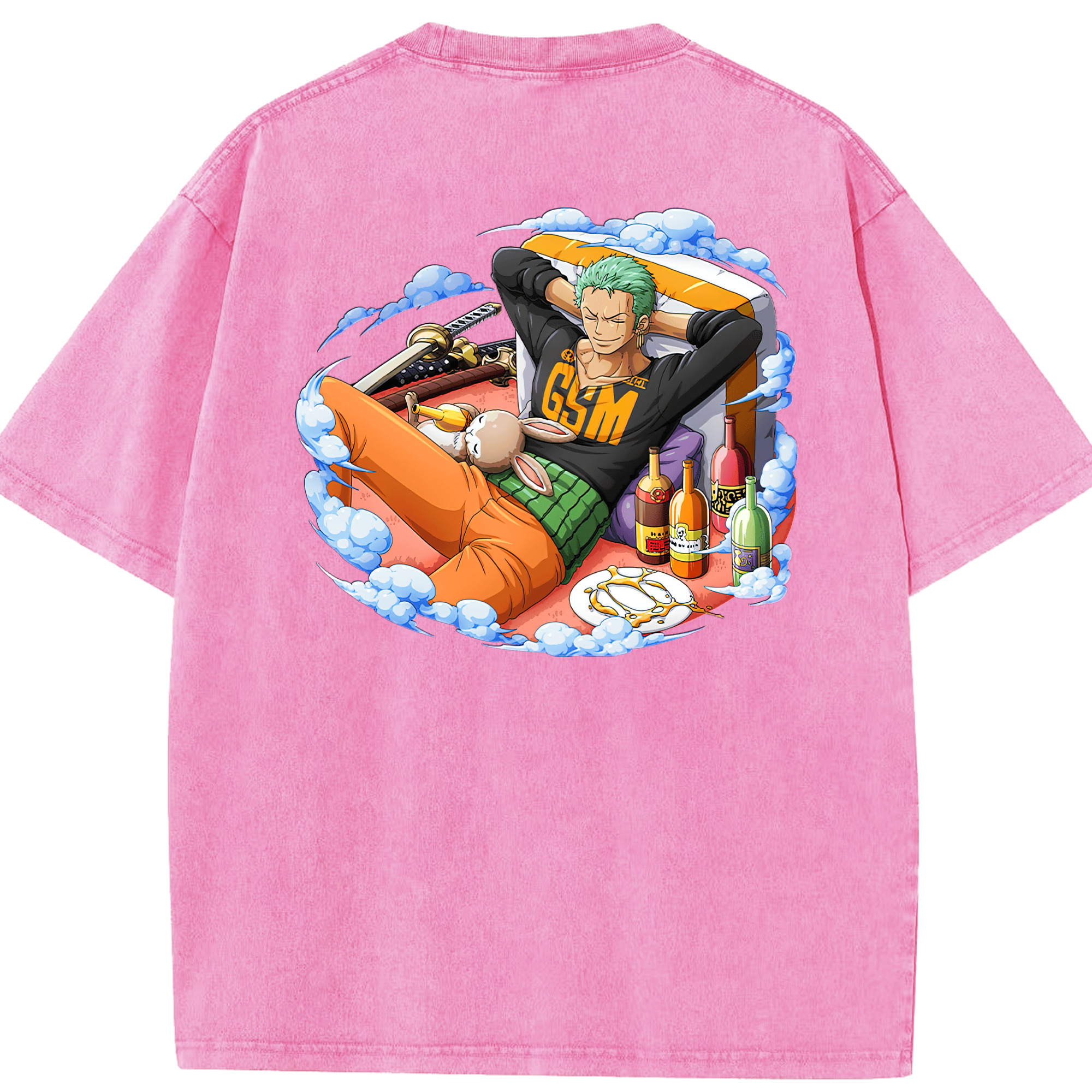 ワンピース ロロノア・ゾロ ONE PIECE Roronoa Zoro 綿100% ヴィンテージ風 半袖Tシャツ（背面プリント）